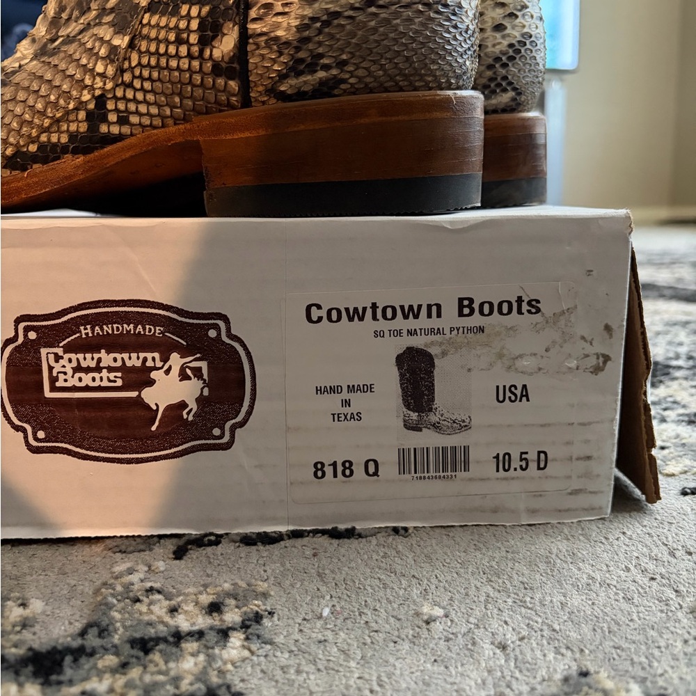 Cowtown Men's Snakeskin Western Boots - Tan and Brown - Picture 2 of 3